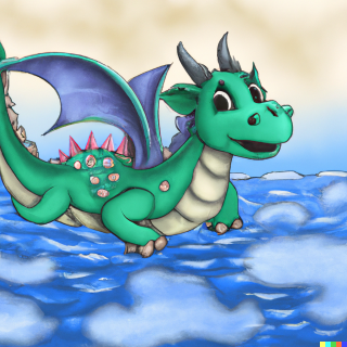 dragon swimming by Dall-E