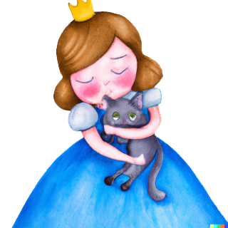 princess hugging a cat by Dall-E