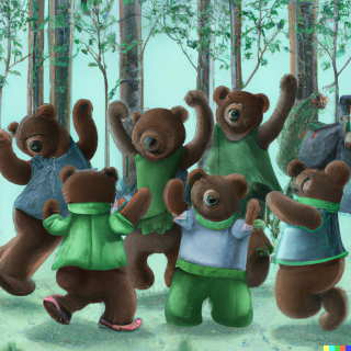 teddies dancing by Dall-E